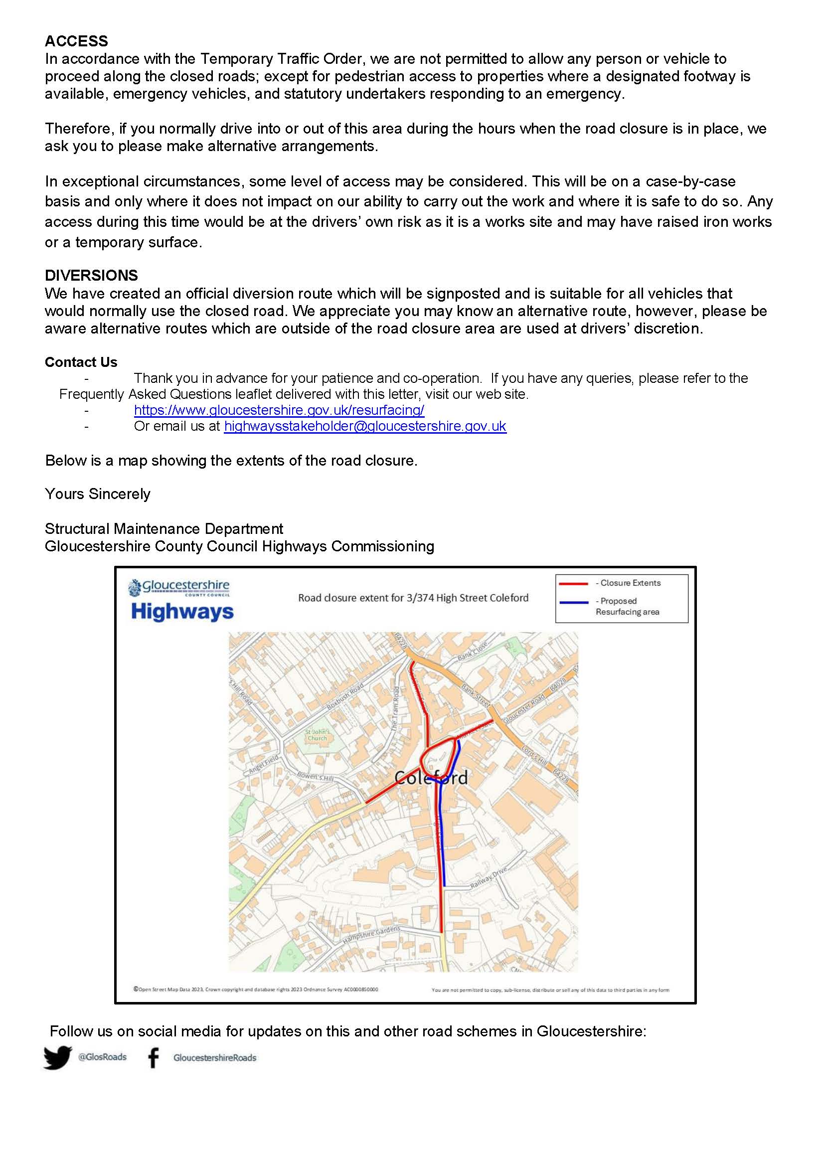 Highways: High Street Coleford resurfacing starting 11th September – NIGHT WORKS.